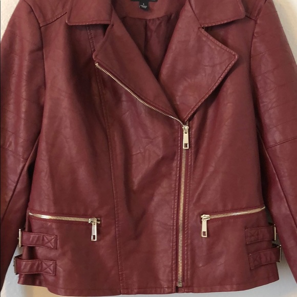 a.n.a Wine Faux Leather Moto Jacket NWOT - Picture 2 of 8